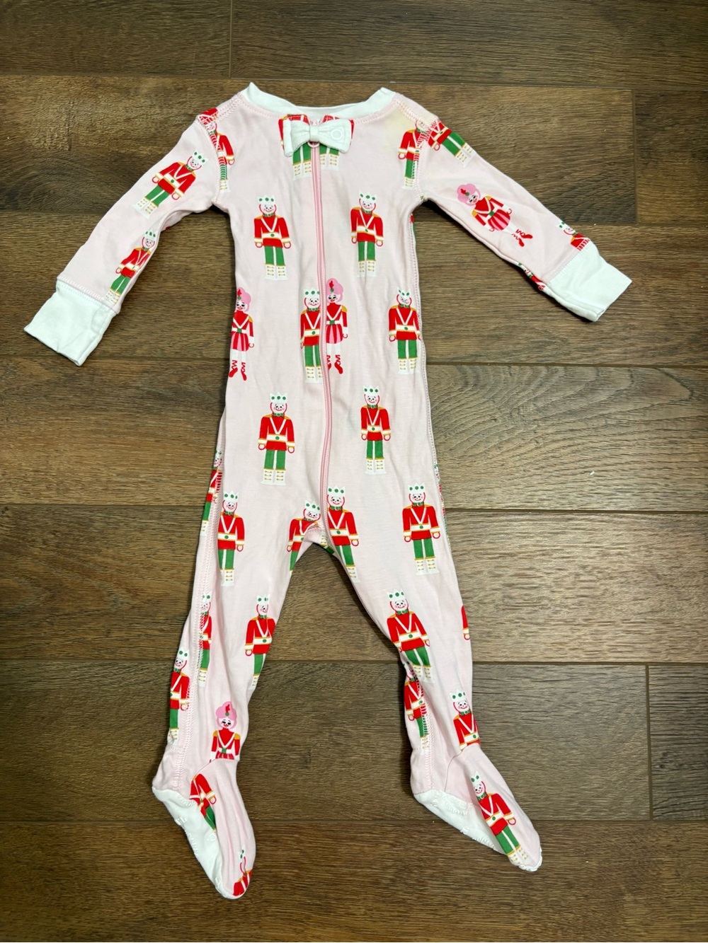 The Beaufort Bonnet Company girls pink nutcracker one piece footed pajamas 0-3m